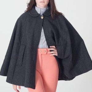 American Apparel Wool Cape Coat Charcoal Gray Womens Adult ONE SIZE